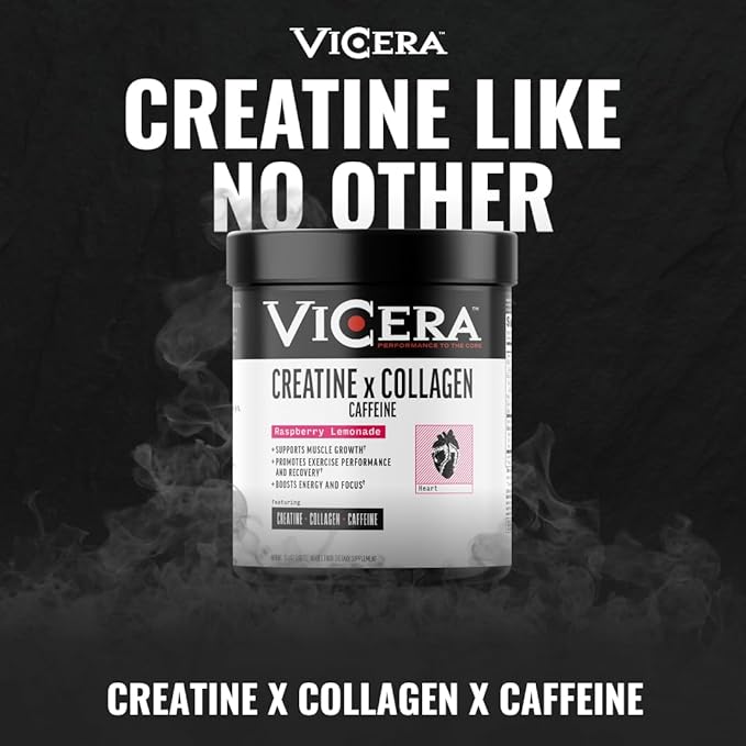 Creatine x Collagen x Caffeine Powder Raspberry Lemonade Flavor Creatine Monohydrate and Collagen with 100 mg Plant Based Caffeine from Coffee Berry Gluten Free Non GMO 16.4 Oz