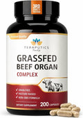 Premium Grass Fed Beef Organ Supplement for Women &amp Men | 200 Capsules | Pasture Raised Grain Free | Beef Liver Heart Kidney Pancreas Spleen | Carnivore Diet Non-GMO Desiccated Liver Pills Com