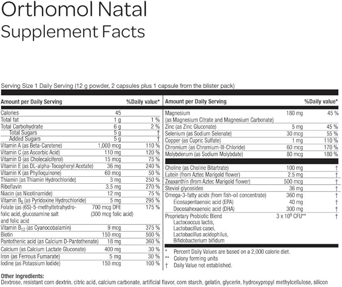 Orthomol Natal Prenatal Nutritional Support for Fertility Pregnancy and Lactation Comprehensive Vitamins Minerals &amp Essential Nutrients 30 Count (Pack of 1)