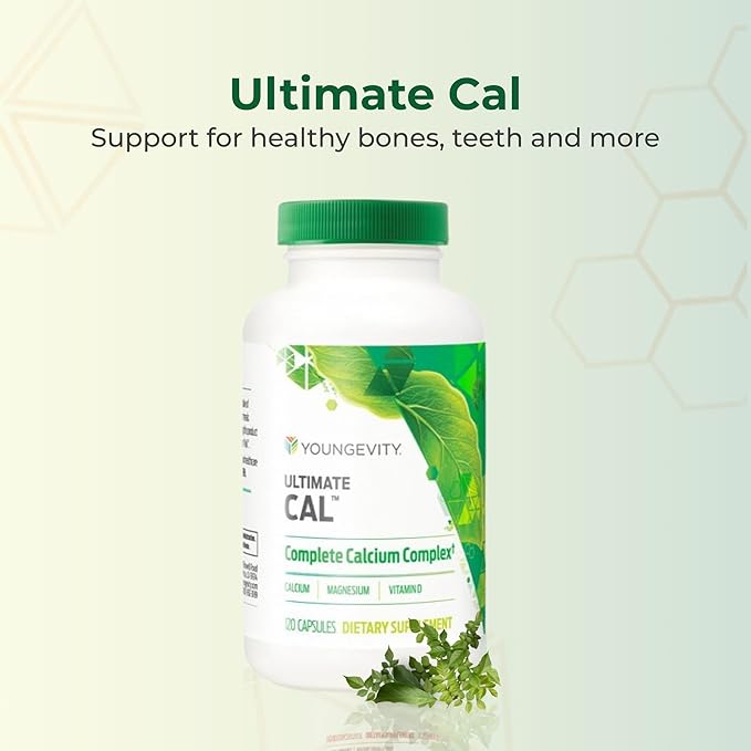 Youngevity Ultimate Cal - Calcium Magnesium Bone Health Supplement with D-3 Zinc Potassium Boron - Highly Absorbable - Immune and Bone Ligament Support - 120 Capsules (Pack of 1)