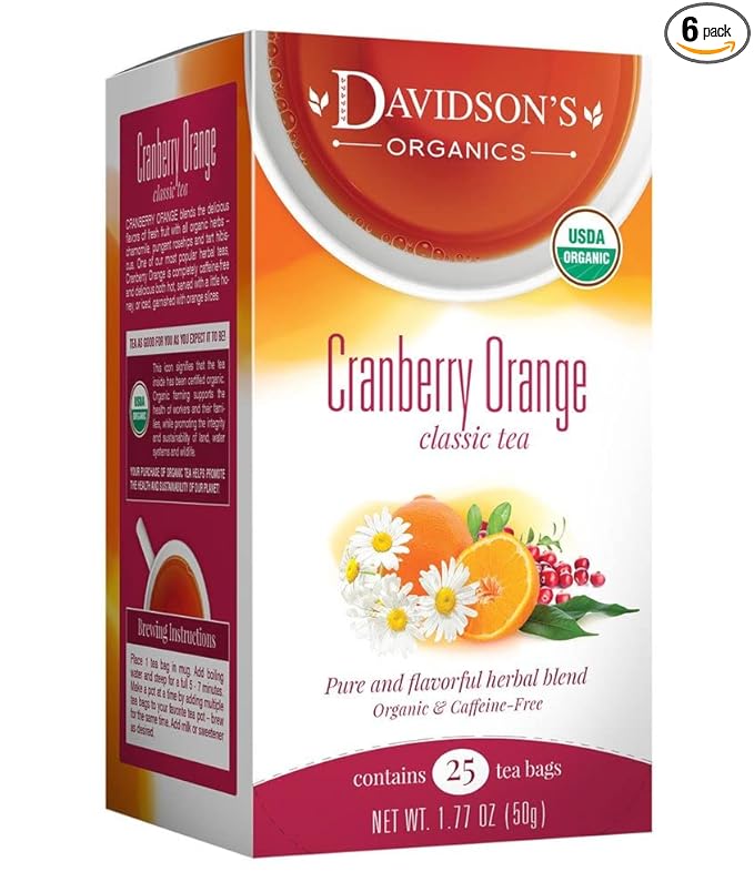 Davidson's Organics Cranberry Orange 25-count Tea Bags Pack of 6