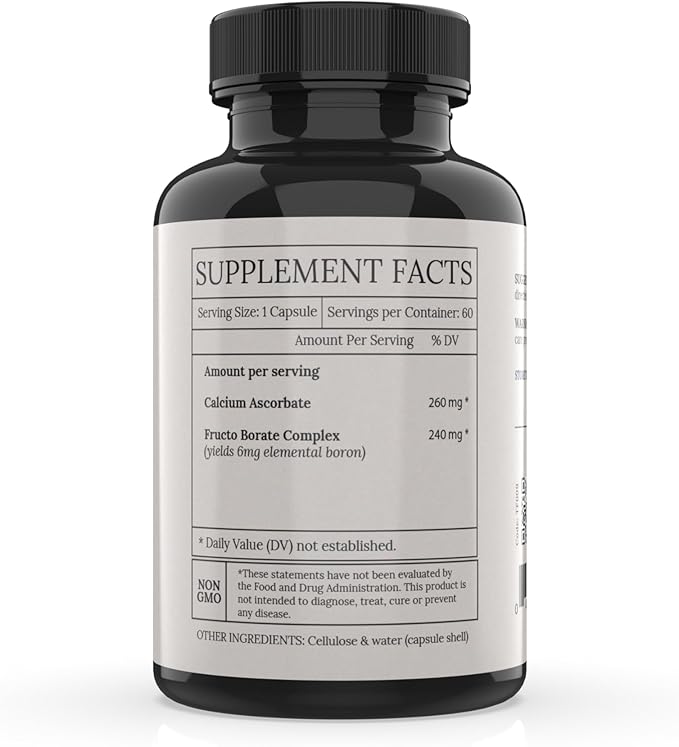 Bioavailable Boron Supplement 6mg. 60 Caps of Fructo Borate Bor Complex Supports Healthy Bones Joints Metabolism. Whole Food Derived Boron Joint Supplement w/ Carbohydrate Linkage. Vegan Non-GMO