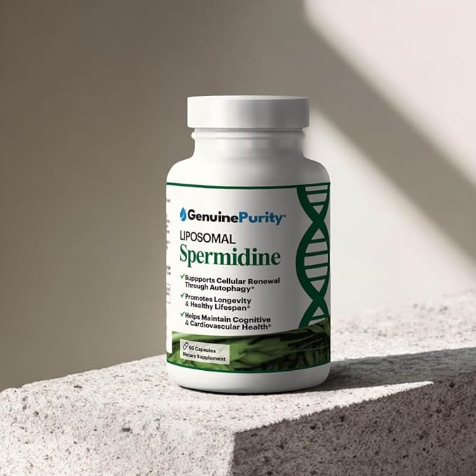 Liposomal Spermidine 8mg Supplement - 60 Capsules for Cellular Renewal and Healthy Aging - Spermidine-Rich Wheat Germ Extract for Women and Men - Gluten Free Vegan Made in USA Non-GMO