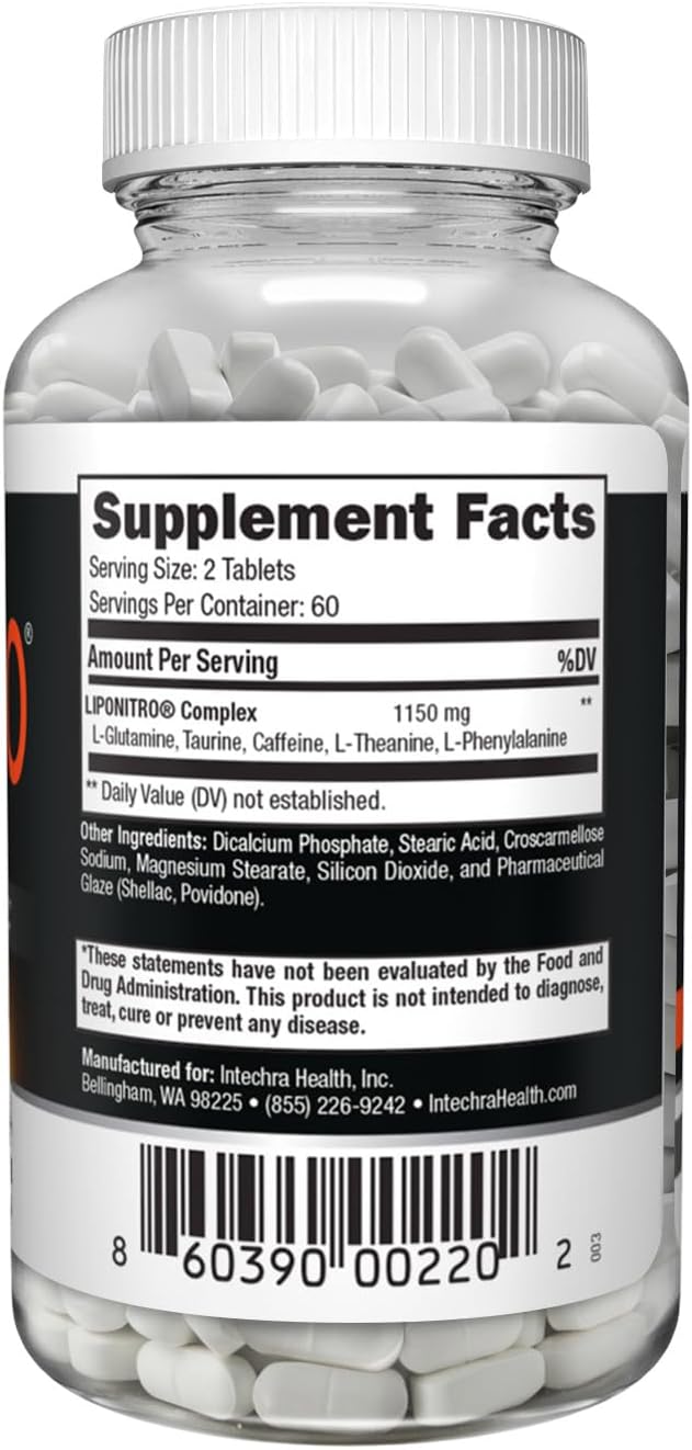 LipoNitro® Thermo-Burn Diet Pills with Nitro Energy Dietary Supplement Manufactured in USA - 120 White Tablets