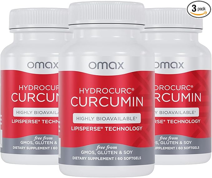 Omax3 HydroCurc Turmeric Curcumin Softgels Highly Bioavailable MCT Oil Nanoparticle for Potency &amp Absorption Joint Health150mg HydroCurc 180 Softgels (3 Pack)