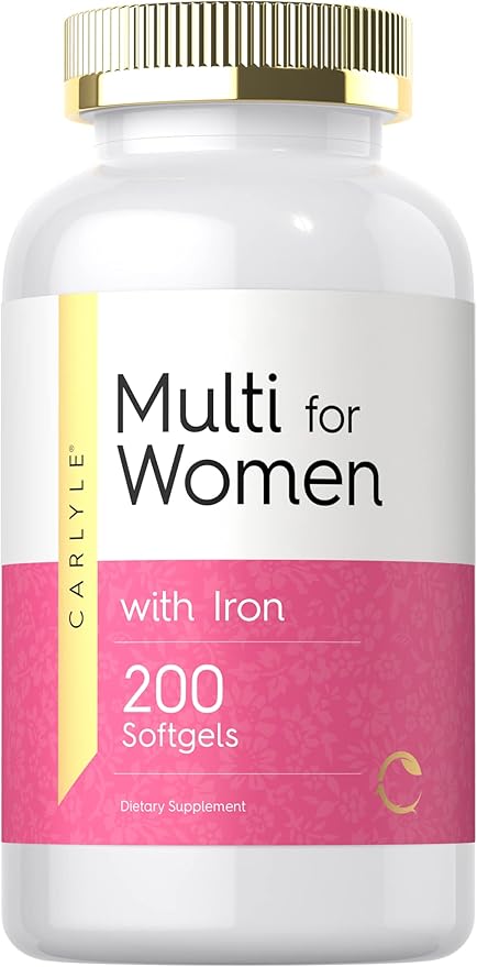 Carlyle Multivitamin for Women | 200 Softgels | Support Supplement with Iron | Essential Vitamins Minerals and Omegas | Non-GMO &amp Gluten Free Formula