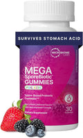 Microbiome Labs MegaSporeBiotic Kids Probiotic - Spore Based Gummy Probiotics for Kids - Supports Gut Health &amp Immunity with Bacillus Probiotic Blend - Berry Flavored (30 Gummies)