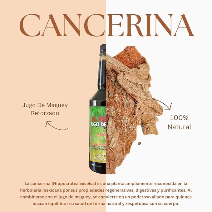 Maguey Juice - Jugo De Maguey ReforzadoWith Graviola Soursop Moronel Cancerina Aloe - Michoacano Tarasco 1 lt (33.3Fl Oz) Asado (Reinforced)