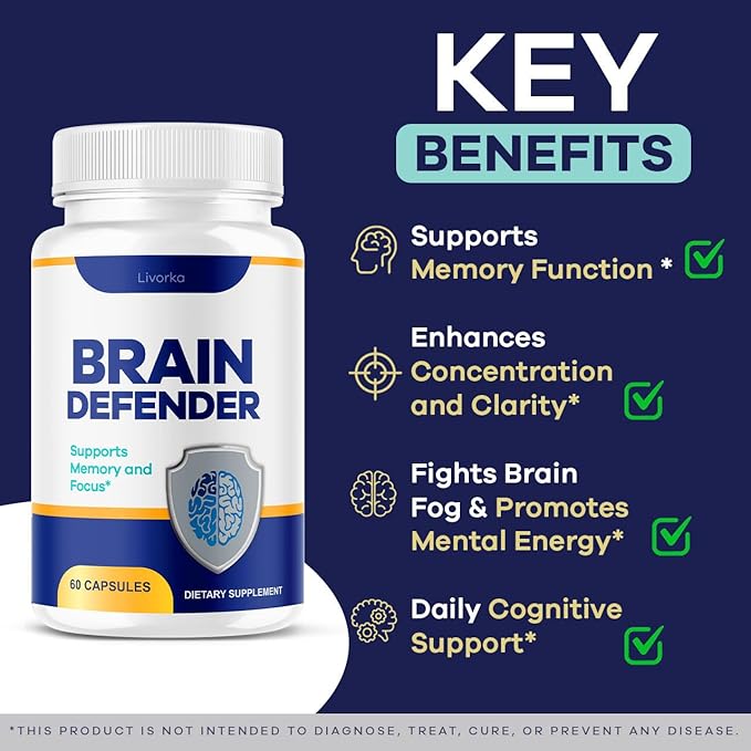 (5 Pack) Brain Defender - Official Brain Defender Supplement Advanced Pills Natural Brain and Memory Support Brain Defender Health &amp Wellness Multivitamin 300 Capsules for 5 Months