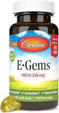 Carlson - E-Gems 400 IU (268 mg) Natural-Source Vitamin E Optimal Wellness 140 Soft Gels