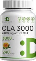 Ultra Strength CLA 3000mg | 240 Softgels Active Conjugated Linoleic Acid from Safflower Oil