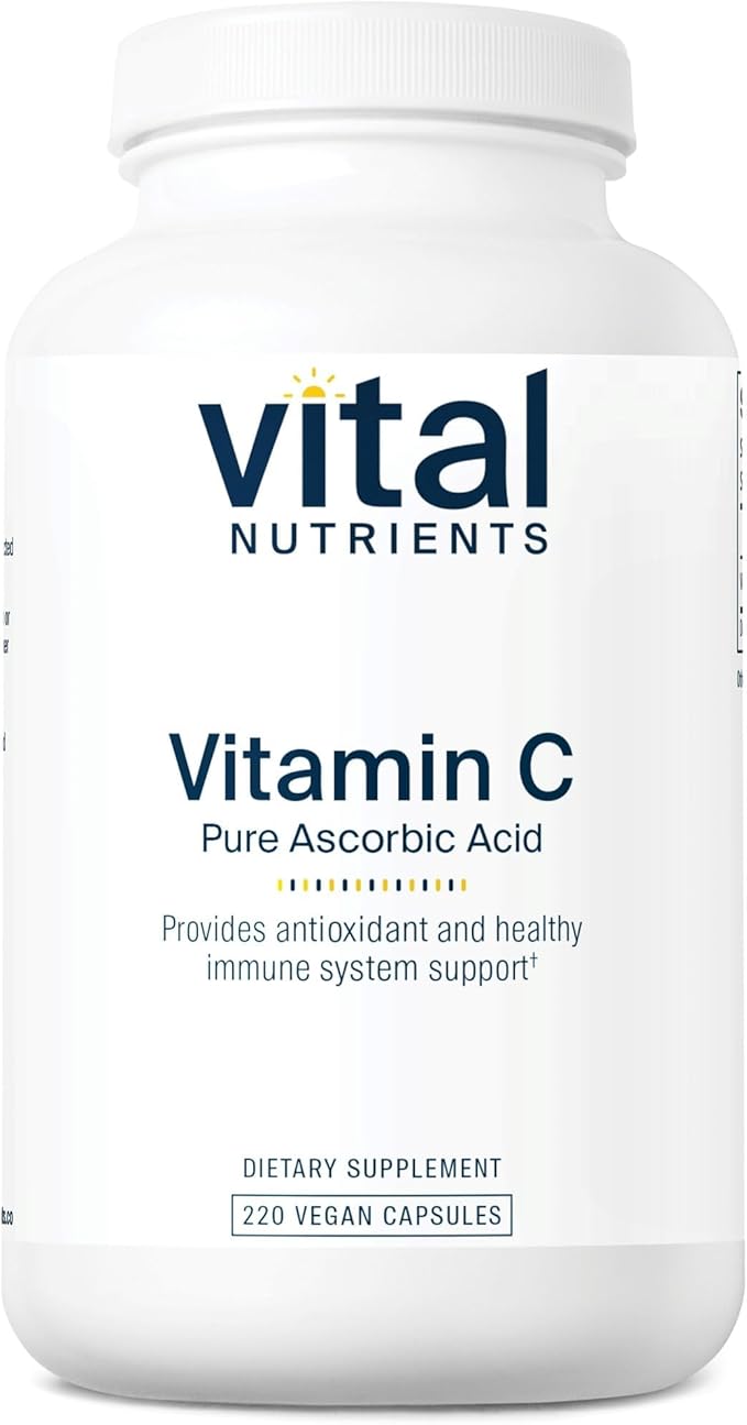 Vital Nutrients Vitamin C 1000mg (100% Pure Ascorbic Acid) - Vegan Antioxidant Supplement for Immune Support and Iron Absorption* - Gluten Dairy and Soy Free - Non-GMO - 220 Capsules