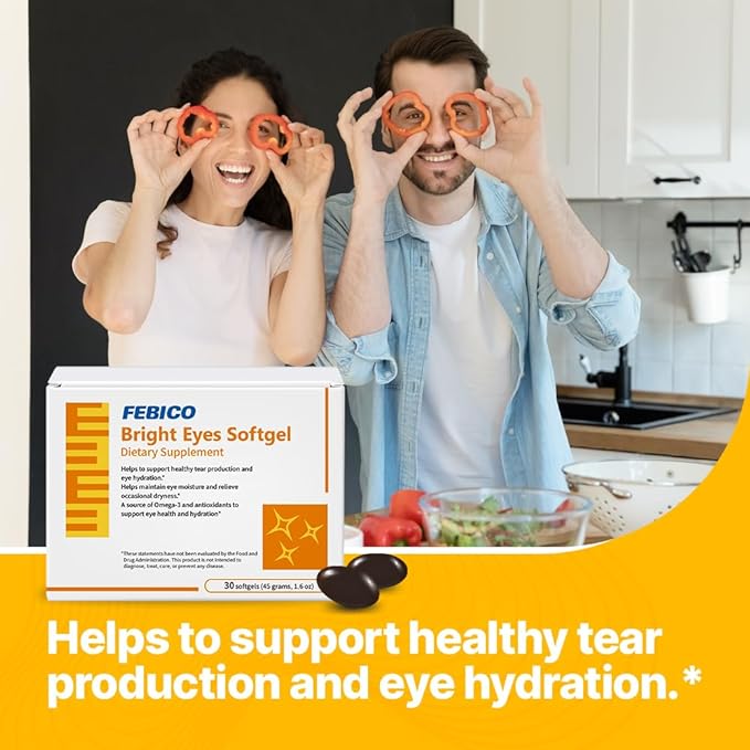 Eye Health Support Supplement – Daily Vision Care with Lutein &amp Omega-3 30 Softgels FEBICO