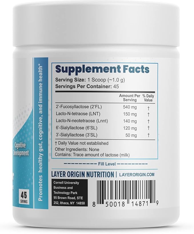 SuperHMO Prebiotic Mix for Kids - 5 HMOs for Gut Digestion and Cognitive Health Powder 45 Servings