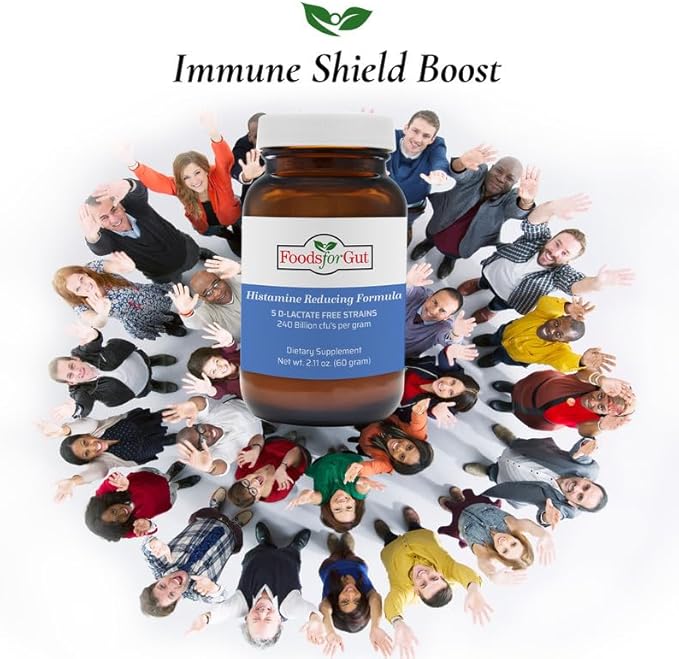 Foods For Gut Histamine &amp D Lactate Free Probiotics Powder 240 Billion CFU | Made in USA | No Additives | Direct from Manufacturer | No Third-Party Storage | Immune Support | 60 Grams (2.11 OZ)