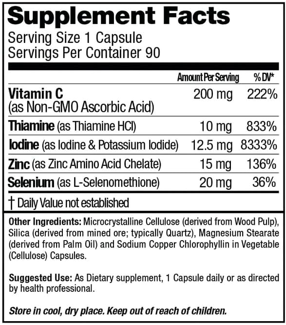 Lugol's Iodine Supplement Plus | Potassium Iodide with Selenium Zinc &amp Co-Factors | Thyroid &amp Breast Health Support | 90 Servings – 3 Month Supply 12.5 mg | Dr. Tennant's