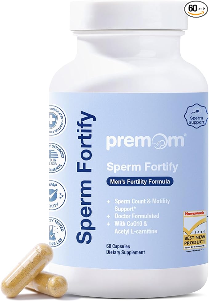 Premom Sperm Fortify Male Fertility Supplements for Men with KSM-66® Vegan Ashwagandha CoQ10 Zinc Selenium &amp Acetyl-L-Carnitine Supports Sperm Health Motility &amp Count* 60 Veggie Capsu