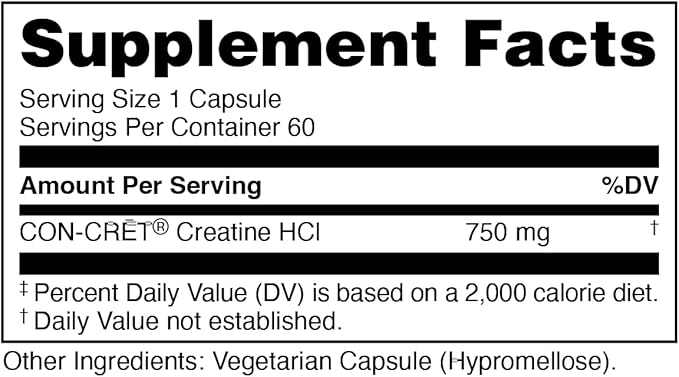 Bucked Up - Creatine HCL 750mg Serving - 60 Servings (60 Capsules)