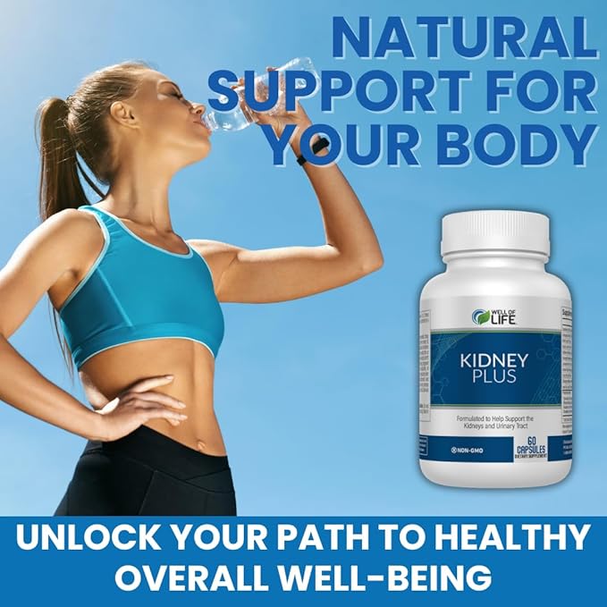 Well of Life: Kidney Plus 600mg with Cranberry Extract Astragalus Root Java Tea-Leaf &amp antioxidants for Overall Well-Being Helps Healthy Kidney Function &amp Urinary Tract Wellness 60 Capsule