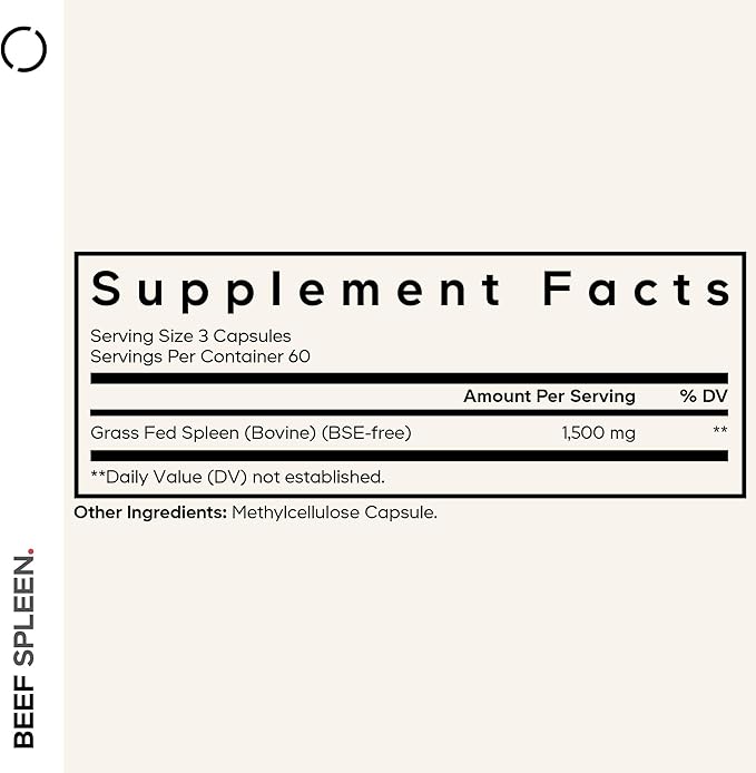 Codeage Grass Fed Beef Spleen Supplement - 2-Month Supply - Freeze Dried Non-Defatted Desiccated Bovine Pills Glandulars Meat – Pasture Raised Beef Vitamins for Spleen -180 Capsules