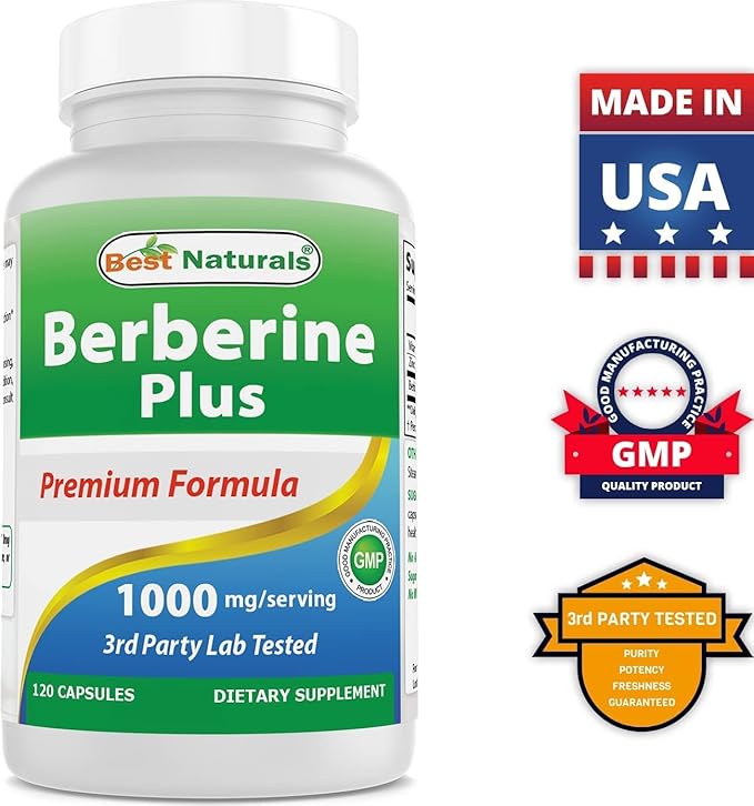 Best Naturals Berberine Plus 1000mg &amp Quercetin with Bromelain