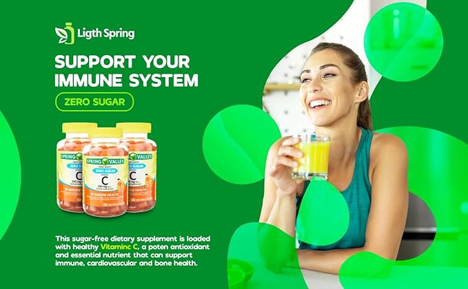 Zero Sugar Vitamin C Gummies Dietary Supplement 250 mg 120 Ct Bundle with Exclusive Vitamins &amp Minerals - A to Z - Better Ligth&ampSpring Guide