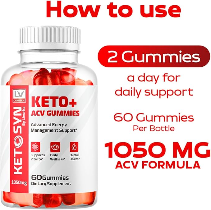 LIVORKA (2 Pack) Ketosyn ACV Gummies Keto Syn Gummies Ketosyn Keto Plus ACV Gummies Ketosyn Keto ACV Gummies Keto Syn ACV Gummies 1050 MG Keto ACV Gummies Ketosyn 120 Gummies for 2 Months