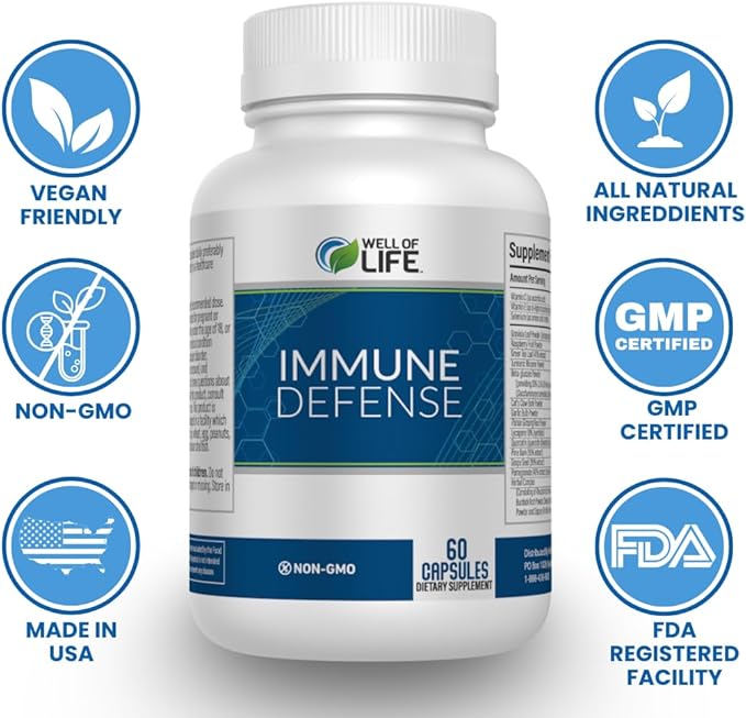 Immune Defense 600mg | 60 Veg Capsules. Enhance Immune Health with a Potent Blend of Graviola Leaf Raspberry Fruit Green Tea Turmeric Garlic. Boost Your Well-Being Naturally.