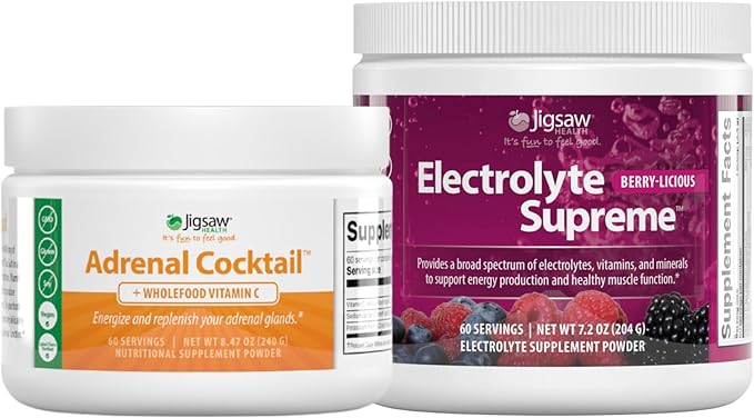 Jigsaw Health Bundle | Adrenal Cocktail 60 Servings (Jar) and Electrolye Supreme (Berry-Licious) 60 Servings (Jar)