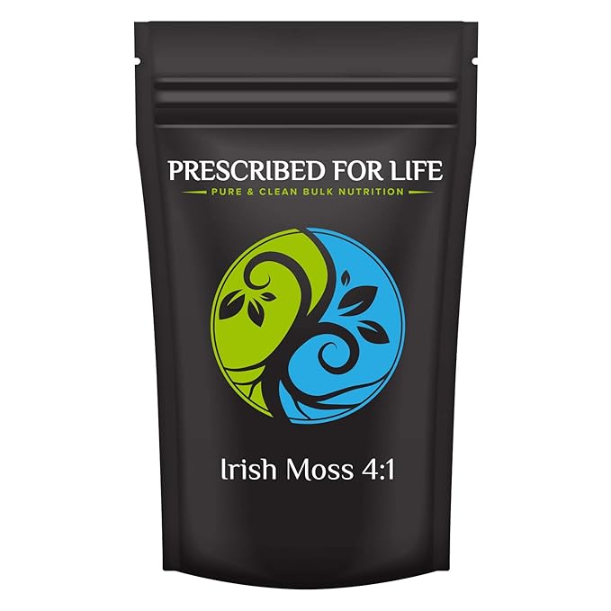 Prescribed For Life Irish Sea Moss Powder 4:1 | Natural Carrageen Algae Extract Powder | Gluten Free Vegan Non-GMO No Fillers | Naturally Rich in Iodine &amp Omega-3 Fatty Acids (5 kg / 11 lb)