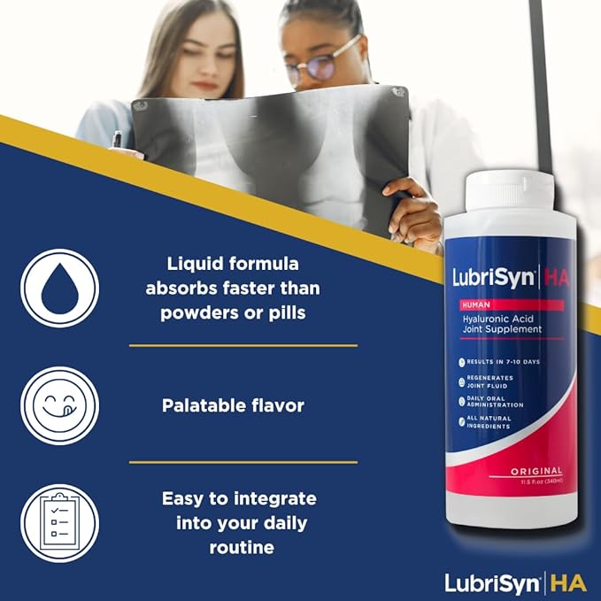 Lubrisyn Hyaluronic Acid Oral Joint Supplement – Liquid HA Formula for Humans – Promotes Joint Support Mobility Flexibility Hydration &amp Healthy Function for Men &amp Women – Original 11.5oz