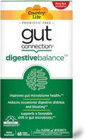 Country Life Gut Connection Digestive Balance – Prebiotic &amp Digestive Enzyme Supplement for Gut Health Bloating Relief and Improved Bowel Movements – Gluten-Free Vegan Non-GMO 60 Capsules