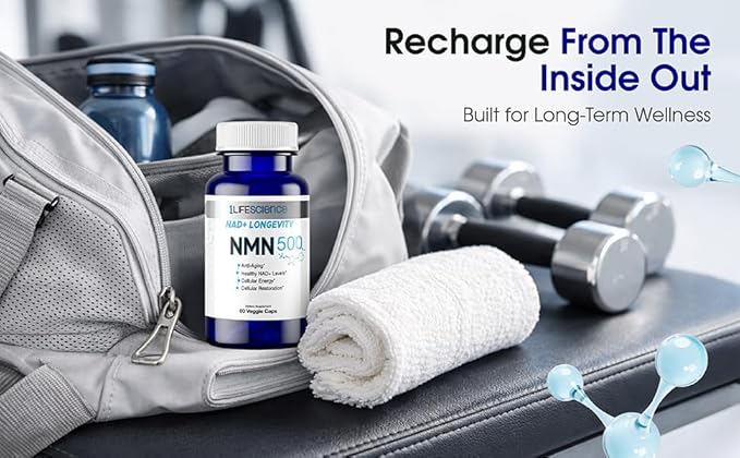 1LifeScience NMN500 Nicotinamide Mononucleotide Supplement – 500mg per Serving – NAD+ Longevity &amp Cellular Energy Support – cGMP Made in USA – 60 Veg Capsules