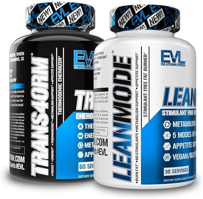 EVL Weight Loss Support Stack - Trans4orm Thermogenic Fat Burner &amp Metabolism Support Pills with Green Coffee Bean Extract and Forskolin Plus LeanMode Non-Stimulant