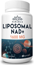 1600 mg Liposomal NAD Supplement 98% Pure NAD+ Supplement Superior Absorption Alternative to Nicotinamide Riboside or NADH to Boost NAD+ for Aging Defense Energy Longevity 60 Softgels
