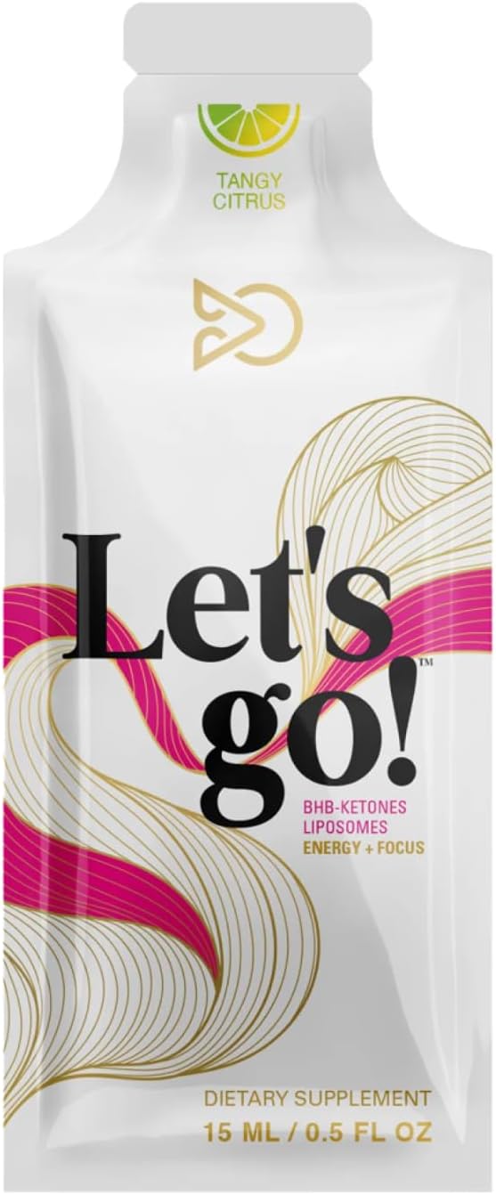 LET GO - Tangy Citrus BHB Ketone Gel | Exogenous Ketones Supplement for Energy &amp Focus | Caffeine-Free | Keto Electrolytes [14 Pack]