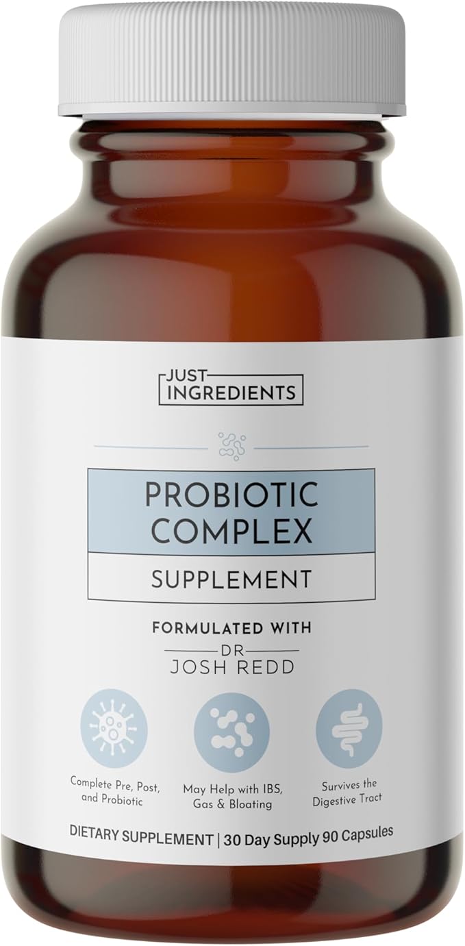 JUST INGREDIENTS Probiotic Complex - 60 Capsules 5 Billion CFU Prebiotics Gut Health Support