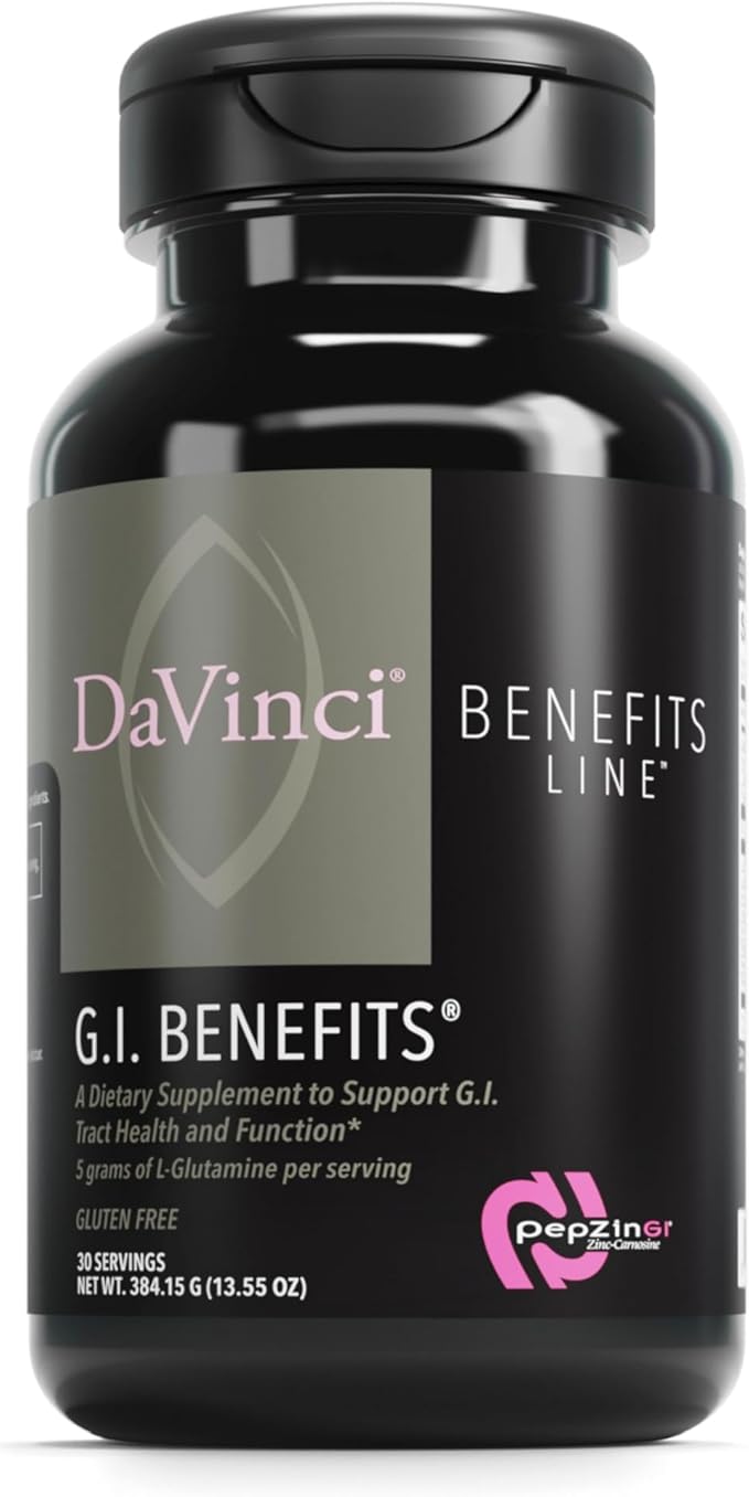 DAVINCI Labs GI Benefits - Digestive Health Supplement Powder with Zinc &amp L-Glutamine* - Support Immune System &amp Healthy Digestion* - Gut Health Supplement for Men &amp Women - 30 Servings (3