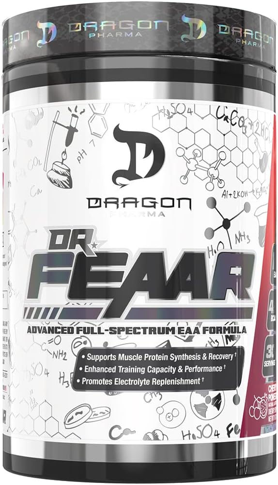 DRAGON PHARMA Dr. FEAAR® Advanced Full-Spectrum EAA Matrix Supports Muscle Protein Synthesis and Recovery Enhanced Training Capacity and Performance (30 Servings Cherry Pomegranate)