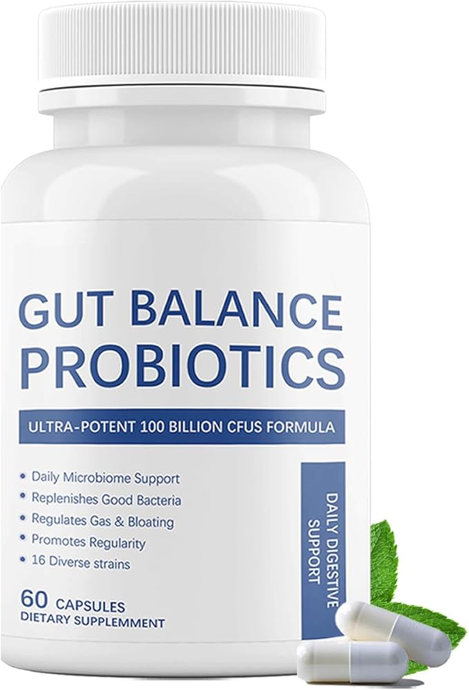 Gut Balance Probiotics - 100 Billion CFU with 16 Diverse Strains Digestive &amp Immune Support for Adults Vegan Capsules (60 Count)