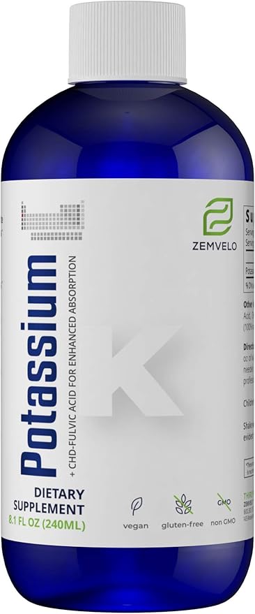 Liquid Ionic Potassium Citrate Supplement | Potassium Electrolyte | Support Healthy Heart | Healthy Gut pH Balance | Support Muscle Health | 8oz 48 Day Supply