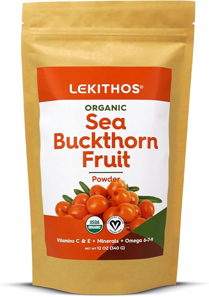 Organic Sea Buckthorn Powder | Organic Omega 6-7-9 Antioxidant Support with Vitamin C E &amp Zinc | Grown in Alpine Italy | USDA Organic Vegan Non-GMO Gluten-Free No Additives | 12oz (340g)