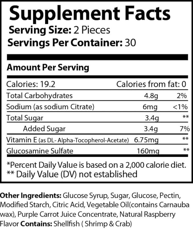 Joint Grease Glucosamine Chondroitin Gummies Joint Support Gummies with Vitamin E and Glucosamine Sulfate Immune Support Supplement for Adults Men Women Raspberry Flavor 60 Gummies
