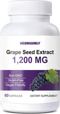 HEONSUMLY Grape Seed Extract 1200mg Powerful Antioxidant Support Non-GMO Gluten-Free 60 Capsules