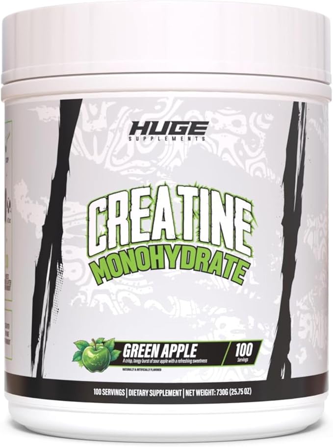 Flavored Creatine Monohydrate Powder - Green Apple Flavor 500 Grams Third Party Tested Micronized for Optimal Absorption 5 Grams Per Scoop Delicious &amp Easy Mixability (100 Servings)
