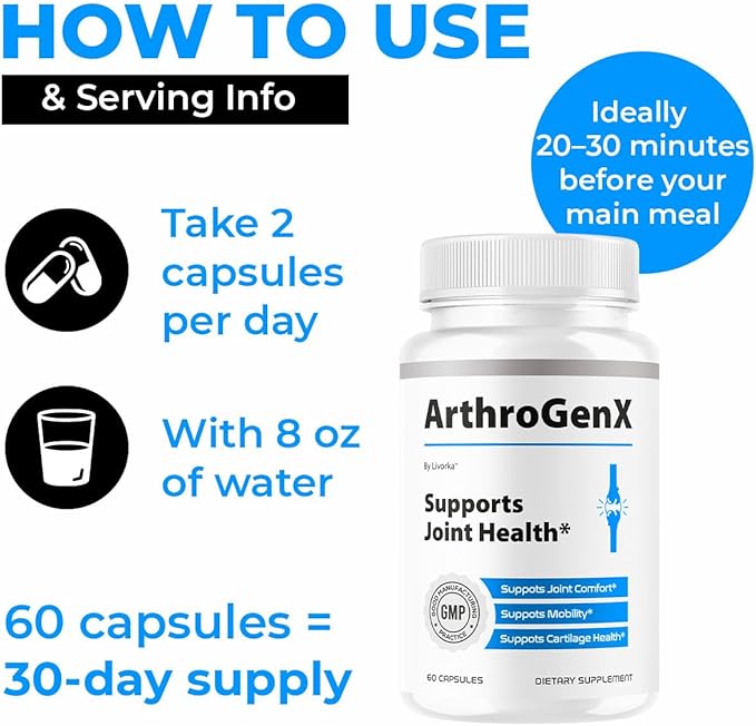 (2 Pack) ArthroGenX Capsules - Official Arthro GenX Advanced Supplement Support Pills - Maximum Strength Natural ArthroGen X Vitamins for Overall Health &amp Wellness Reviews 120 Capsules for 2 Mon