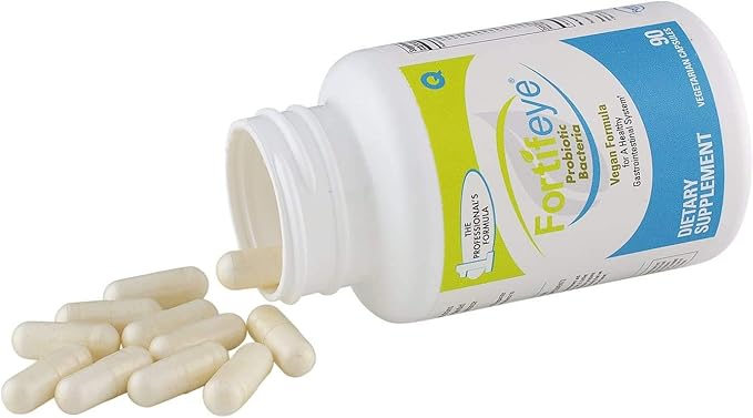 Fortifeye Probiotic Bacteria Vegan Supplement with Digestive Enzymes 270 Capsules 90 Day Supply - Probiotics for Digestive Health Women Men &amp Kids Supports Digestion Bloating and Ocular Systems