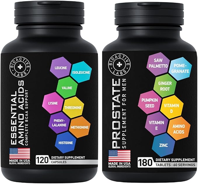 Essential Amino Acids Complex and Prostate Health Supplements Health Support Bundle
