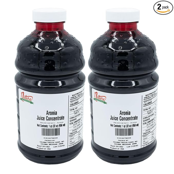 Nature Blessed 100% Aronia Berry Juice Concentrate - 2 Quarts (2/32 fl oz bottles) Applications: Excellent for Home Wine Making Home Brewing Distilling Ale Smoothies Making Jelly