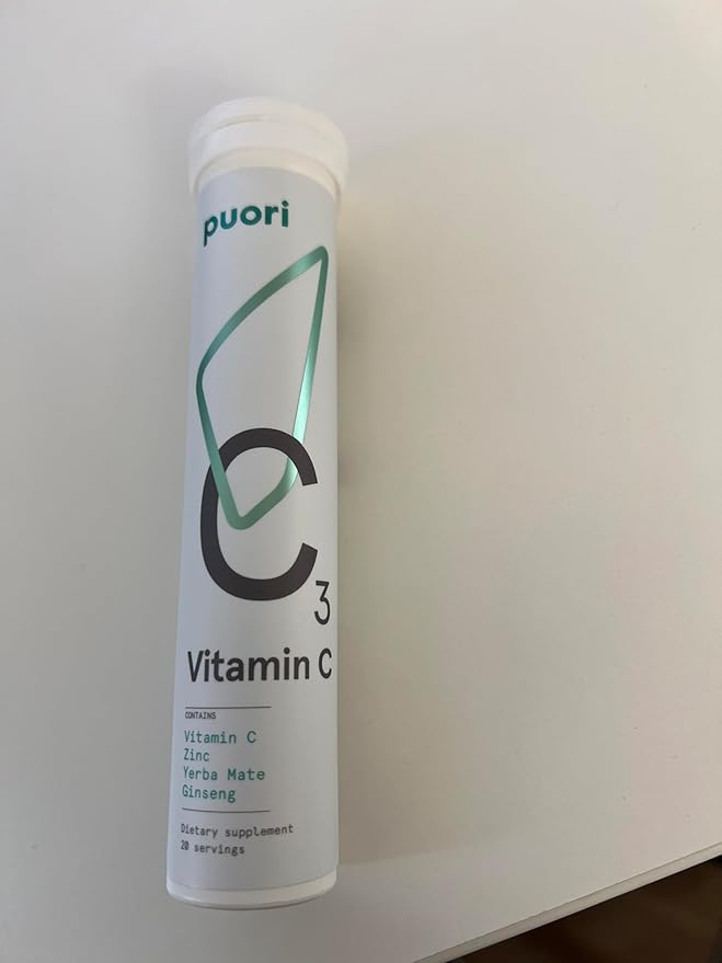 Puori C3 Vitamin C Supplement for Immune and Antioxidant Support - 20 Servings x 2 Packs - Vitamin C Zinc Yerba Mate Ginseng Helps Fight Fatigue and Supports Cognitive Function